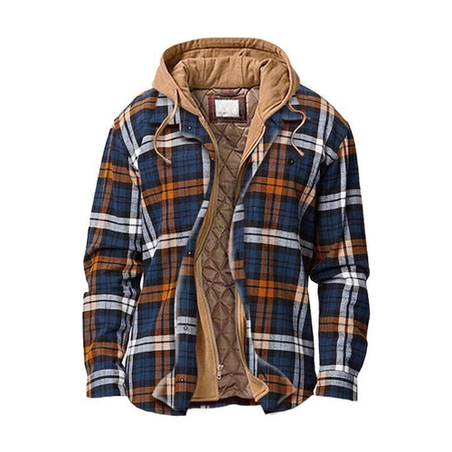 Men Plaid Work Jacket Lumberjack Hooded Flannel Shirt Sherpa Warm Hoodie New - Picture 10 of 76