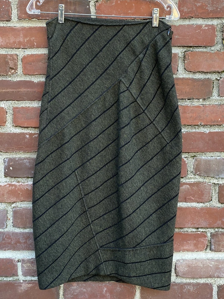 Azzedine Alaia Wool Knit Asymmetric Classic Pencil Skirt Made in Italy EUC Med - Image 2 of 4