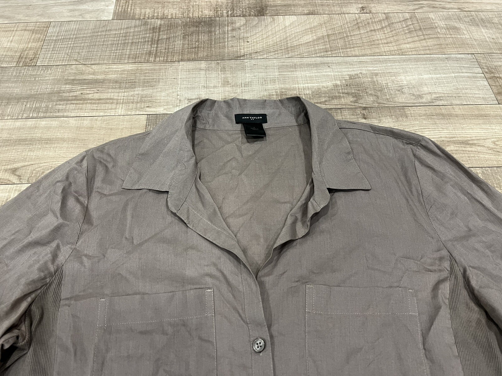 Ann Taylor Light Brown Button Down Cuffed Sleeve … - image 6