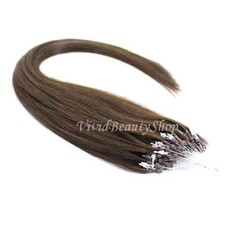 25 Micro Loop Ring Beads I Tip Indian Remy Human Hair Extensions Medium Brown 4