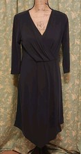 Simply Vera Women's Petite M Pure Night 3/4 Sleeve Pleated Knit A-Line Dress NEW