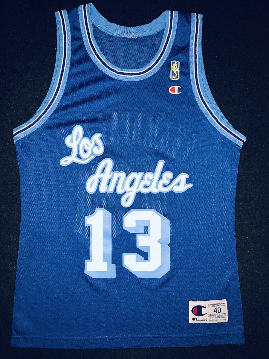 Rare Vintage Champion Wilt Chamberlain LA Lakers #13 Blue Jersey Gold Logo  40 M