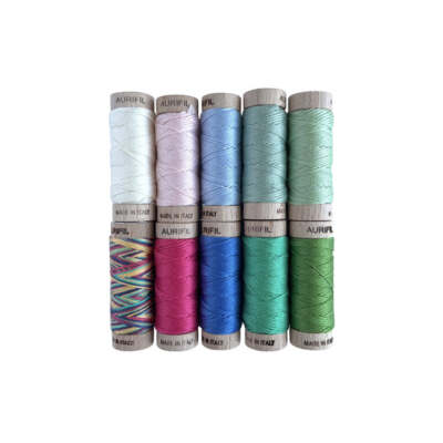 Aurifil 10 Small Spools COTTON FLOSS by Kate Thread Set - 10 Colors (18YDS EACH)