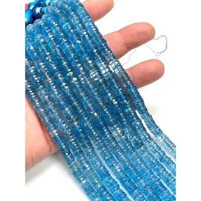 Stunning Sky Blue Topaz Natural Gemstone Faceted Heishi Disc