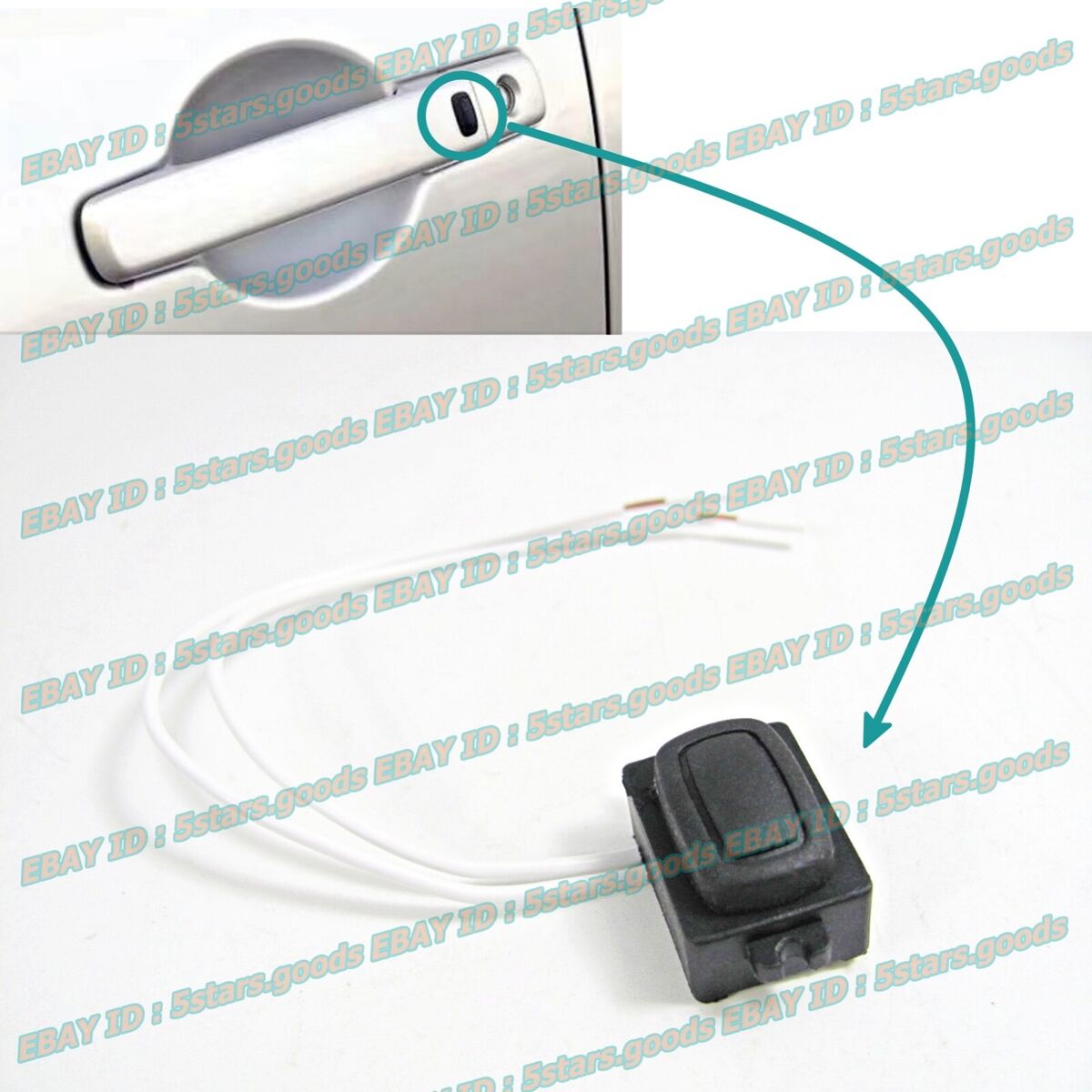 Door Handle Black Rubber Smart Key Lock/Unlock Press Button For 