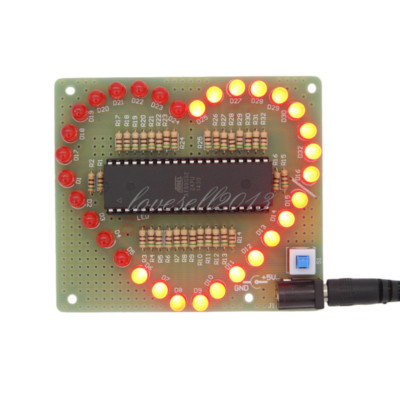 DIY Kits Love Heart shaped LED Red Light Water Electronic Flashing Suite Gift KP