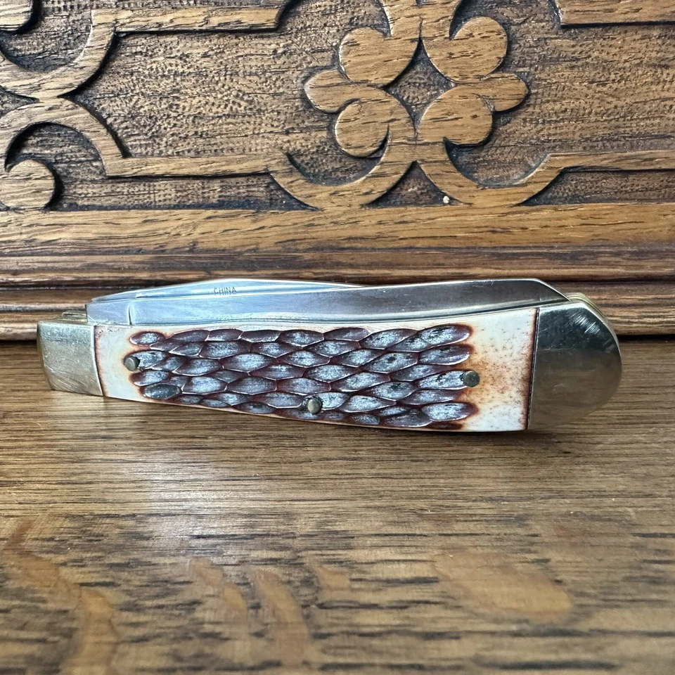 Cuchillo Plegable Steel Warrior Trapper Mango Hueso Plantillado Marrón Acero Inoxidable 440 Foto 3 de 4