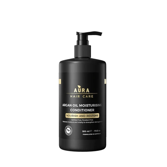 Xampu e condicionador hidratante óleo de argan Aura Hair Care 500ml - Imagem 2 de 3