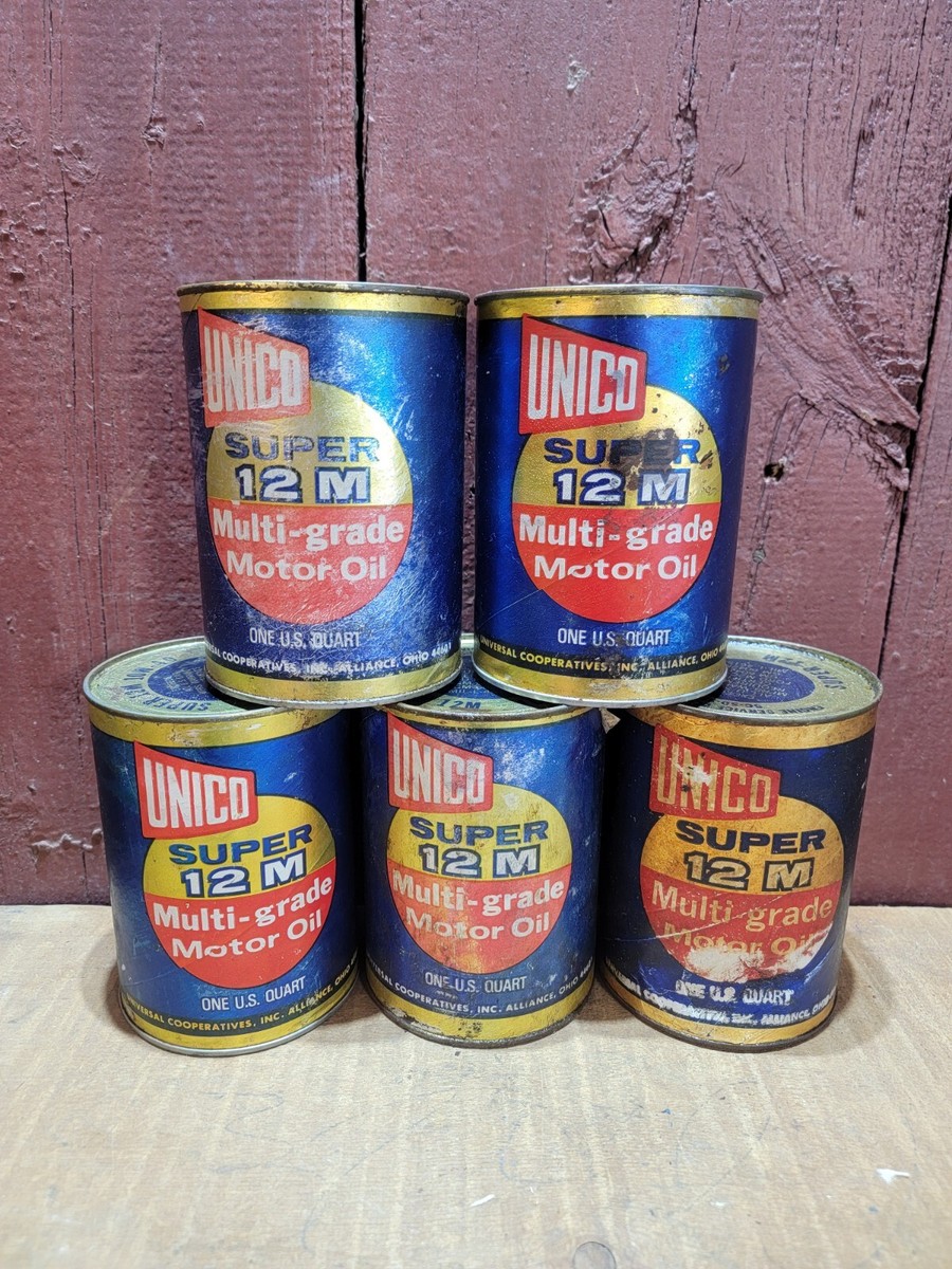 オイル缶／UNICO／1950s-60s vintage／アメリカ／空缶 UNICO SUPER 12-M MULTI-GRADE MOTOR OIL EMPTY QUART CANS LOT OF 5