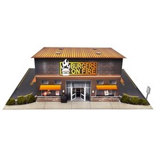 1/64 Slot Car Burgers on Fire Photo Real Kit Model Diorama Scenery Track Layout