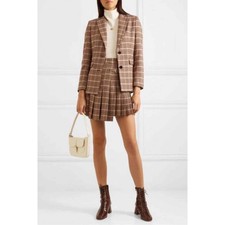 Maje Valilo Checked Tweed Plaid Wool Blazer Jacket In Beige Sz 36 (us 4)