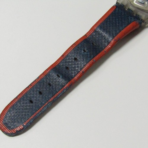 Swatch Watch Chronograph 2009 Blue Orange Leather Strap WORN *New Battery* - Picture 5 of 8