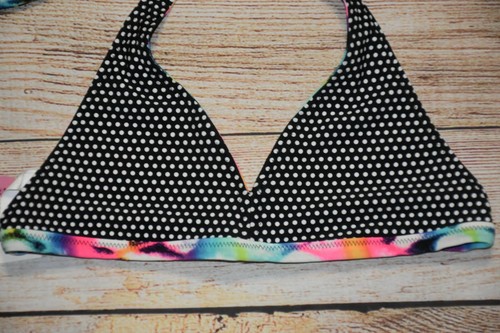 NWT JOE BOXER GIRLS 16 BLACK WHITE POLKA DOT TIE DYE REVERSIBLE BIKINI SWIM TOP - Picture 7 of 8
