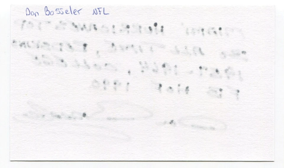 Don Bosseler Signed 3x5 Index Card Autographed NFL Football Washington - Image 2 of 2