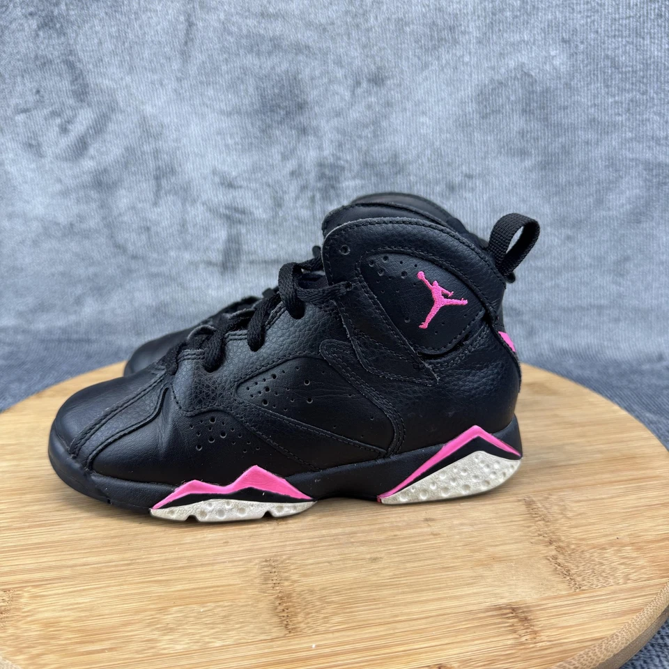 Nike Air Jordan 7 Retro Shoes Kids Size 12C Black Hyper Pink Jumpman 442961-018 - Image 3 of 4