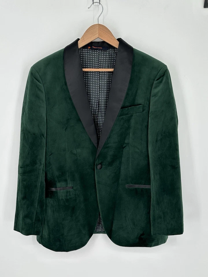 Abrigo Deportivo Egara Verde Terciopelo Blazer Chaqueta de Cena Para Hombre 40S Fumar J4 Foto 2 de 4