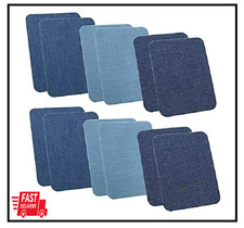 Pack of 12pcs Iron On Denim Patches for Jeans Clothing Repair Elbow Pants Knees