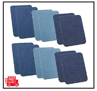 Pack of 12pcs Iron On Denim Patches for Jeans Clothing Repair Elbow Pants Knees 