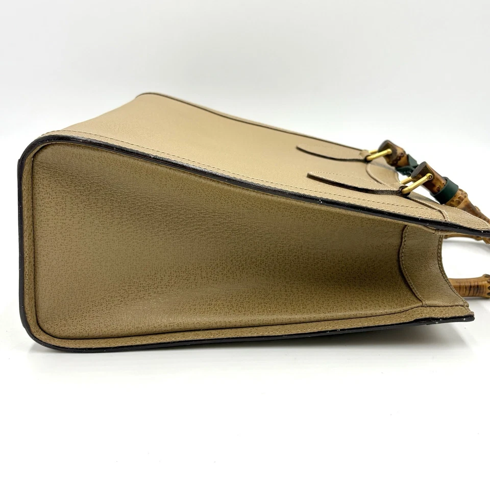 Bolso Gucci Bambú Dorado Herrajes Cartera/Bolso Asa Superior Mediano Cuero Marrón 2Y1024 Foto 4 de 4