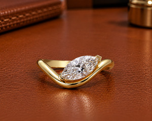 Authentic Marquise Solitaire Ring Lab Grown Diamond Curved band 1.00 CTW 925 Silver DEFVVS