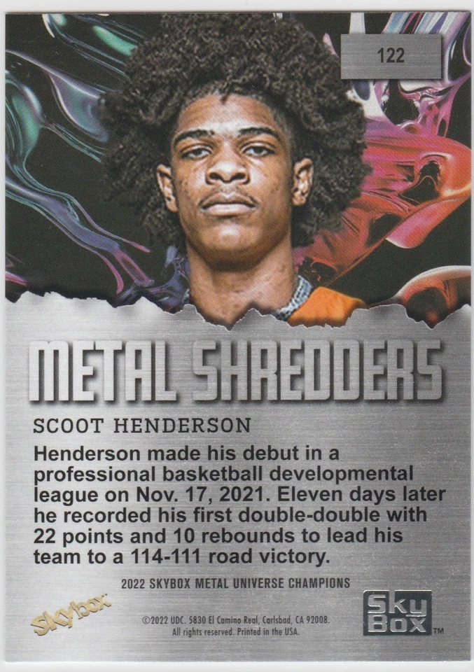 2022 SkyBox Metal Universe Champions #122 Scoot Henderson - Image 2 of 2