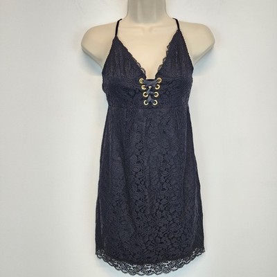 Victoria's Secret Womens Lace Mini Dress Size XS Black Lined Sexy Gothic Glam