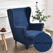 Housse de Fauteuil à Oreilles Extensible 2-Pièces Couverture de Fauteuil avec...