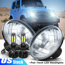 Pair Sealed 7inch Round Led Headlights Hilo Beam Fit Suzuki Samurai 1986-1995
