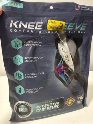 Modvel Compression Knee Brace for Women & Men - 2 Pack, Black XL
