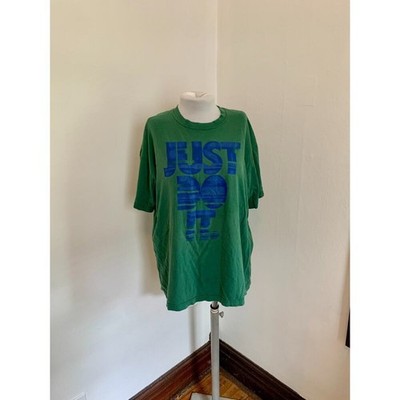 NIKE VTG 90s 2000s Hunter Green Worn  Just Do This  Loose Fit Blue Soft Cotton
