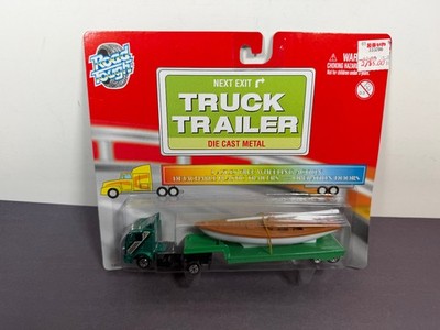 Road Tough TRUCK TRAILER Die Cast Metal Flat Bed Truck Boat Vehicle 1402-6C
