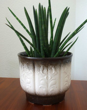 Großer Scheurich Blumentopf Übertopf W. Germany Planter Keramik Relief Ø 22,5 cm