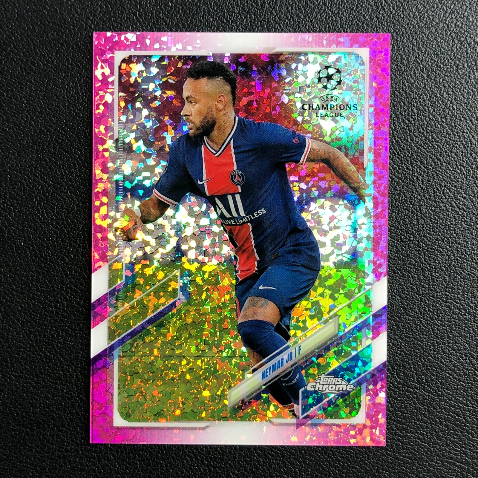 2020-21 Topps Chrome UEFA UCL #16 Neymar Jr Pink Mini Diamond Refractor /175 PSG