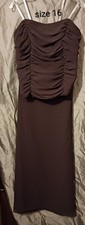 Beautiful Chocolate Brown 2 Piece Long Formal/Prom/Bridesmaid Dress Size 16
