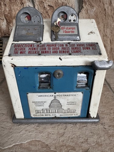 Vintage American Postmaster Dillon Mfg. Co US Postage Stamp Vending Machine Rare