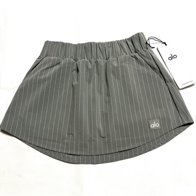 Alo Yoga Pinstripe Daylight Mini Skirt Lunar Grey/White Size S