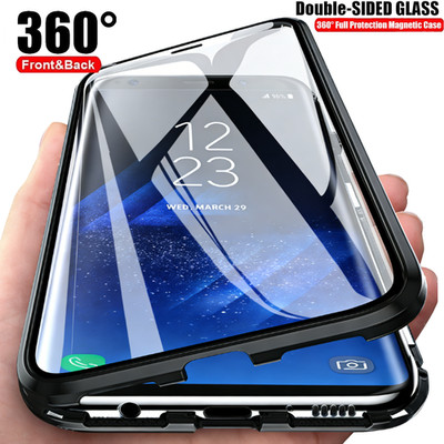 360° Magnetic Double Glass Case Cover For Samsung S25 Ultra S24 Plus S23 S22 S20