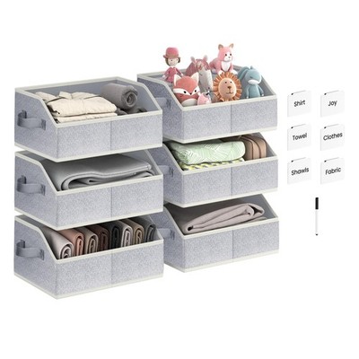 Closet Storage Bins 6 Pack, Trapezoid Fabric Bins with Handles for Shelves, F...