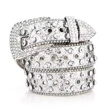 Silver Rhinestone Studded Bling Western Women's Wide Belt Buckle