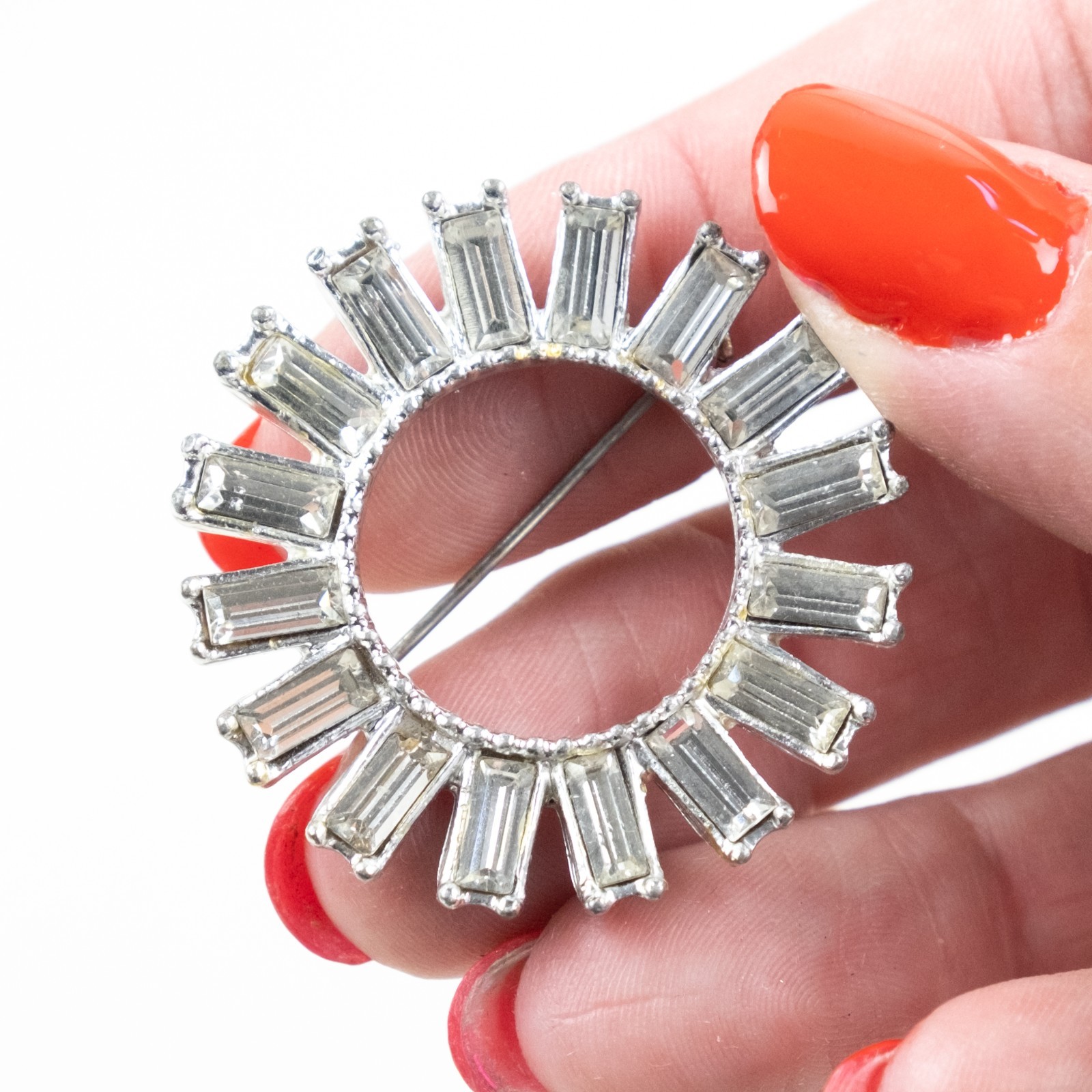 VTG Clear rhinestone rectangle shape set radially… - image 4