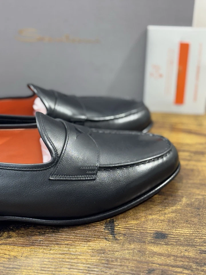 Santoni Mocassino Belgian  Pelle Nero Luxury Santoni Scarpa Uomo 43.5 - Immagine 4 di 4