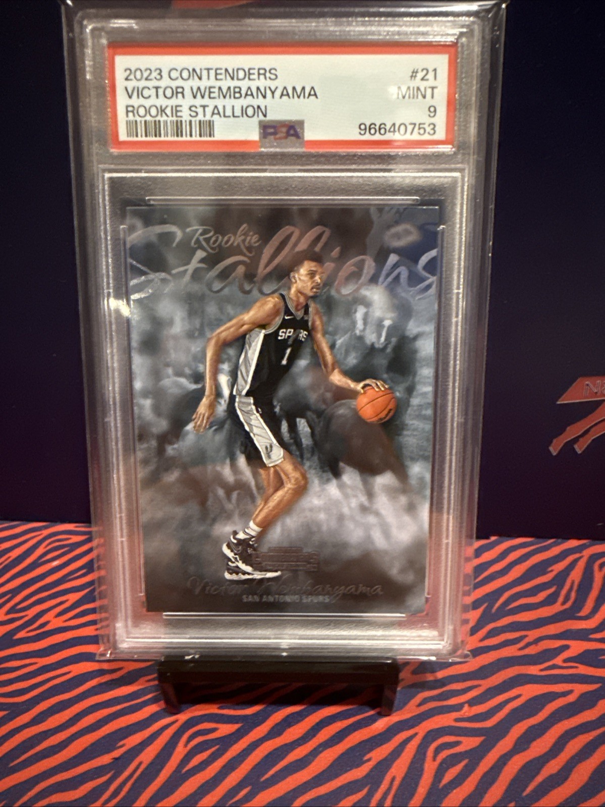 2023 PANINI CONTENDERS ROOKIE STALLIONS #21 VICTOR WEMBANYAMA ROOKIE RC PSA 9