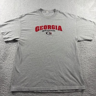 VINTAGE Georgia Bulldogs T Shirt Mens XL Gray Embroidered Textured College