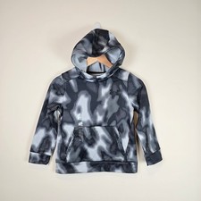 NWT Under Armour Fleece Printed Hoodie Size YXS/7 Black Gray Sweatshirt Pullover