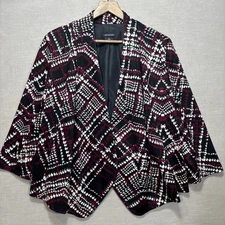 Notations Geometric Print Jacket XL Faux Leather Trim Boho Retro Unique Artsy