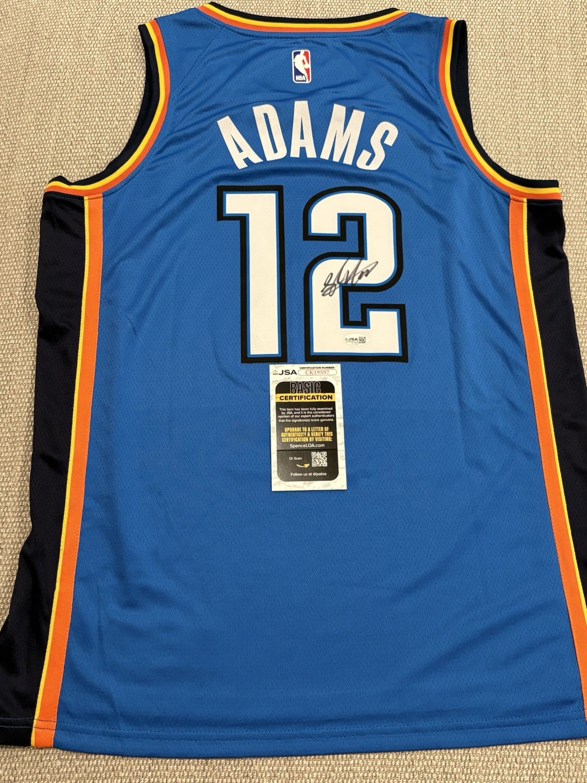 JSA COA STEVEN ADAMS Signed Autographed Oklahoma City Thunder Basketball Jersey 