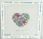 Associated Talents AT Quilted Heart Handpainted Needlepoint Canvas HP 18 Ct