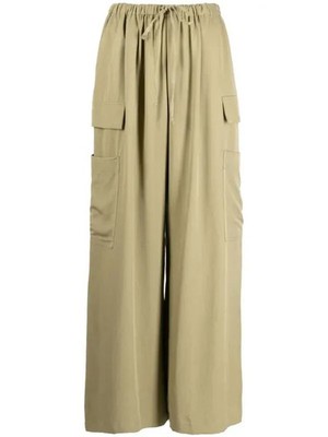 Reformation Ethan Twill Pant Wide Leg Trousers Cargo Drawstring Tencel Lyocell L
