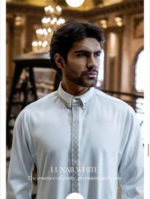 R26 LAWUNG Al-Ameer Adult Men's Thobe Modern Arabian Jubbah - Ivory Heritage