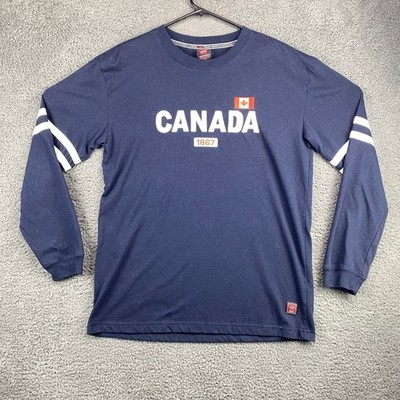 Kalson True North Canada 1867 Striped Long Sleeve Shirt Mens M Medium Blue
